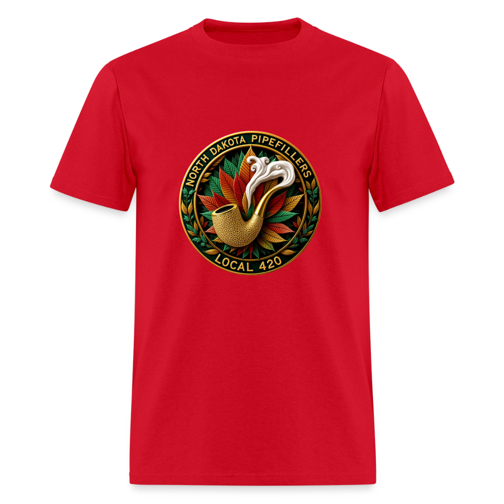 NORTH DAKOTA PIPEFILLERS LOCAL 420 F/B DESIGNS Men's T-Shirt - red