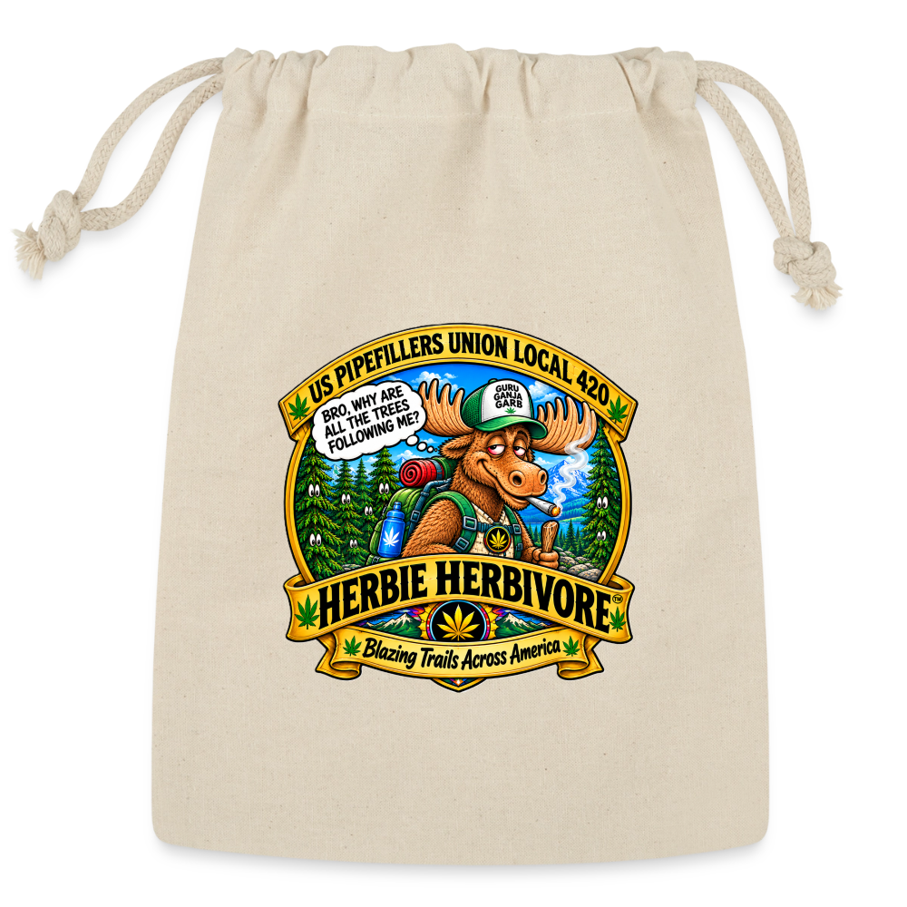 US PIPEFILLERS UNION LOCAL 420 HERBIE HERBIVORE BRO, Reusable Gift Bag - Natural