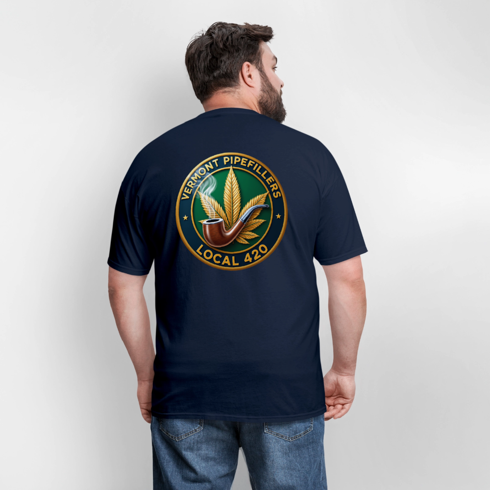 VERMONT PIPEFILLERS LOCAL 420 2 EMBLEM Men's T-Shirt - navy