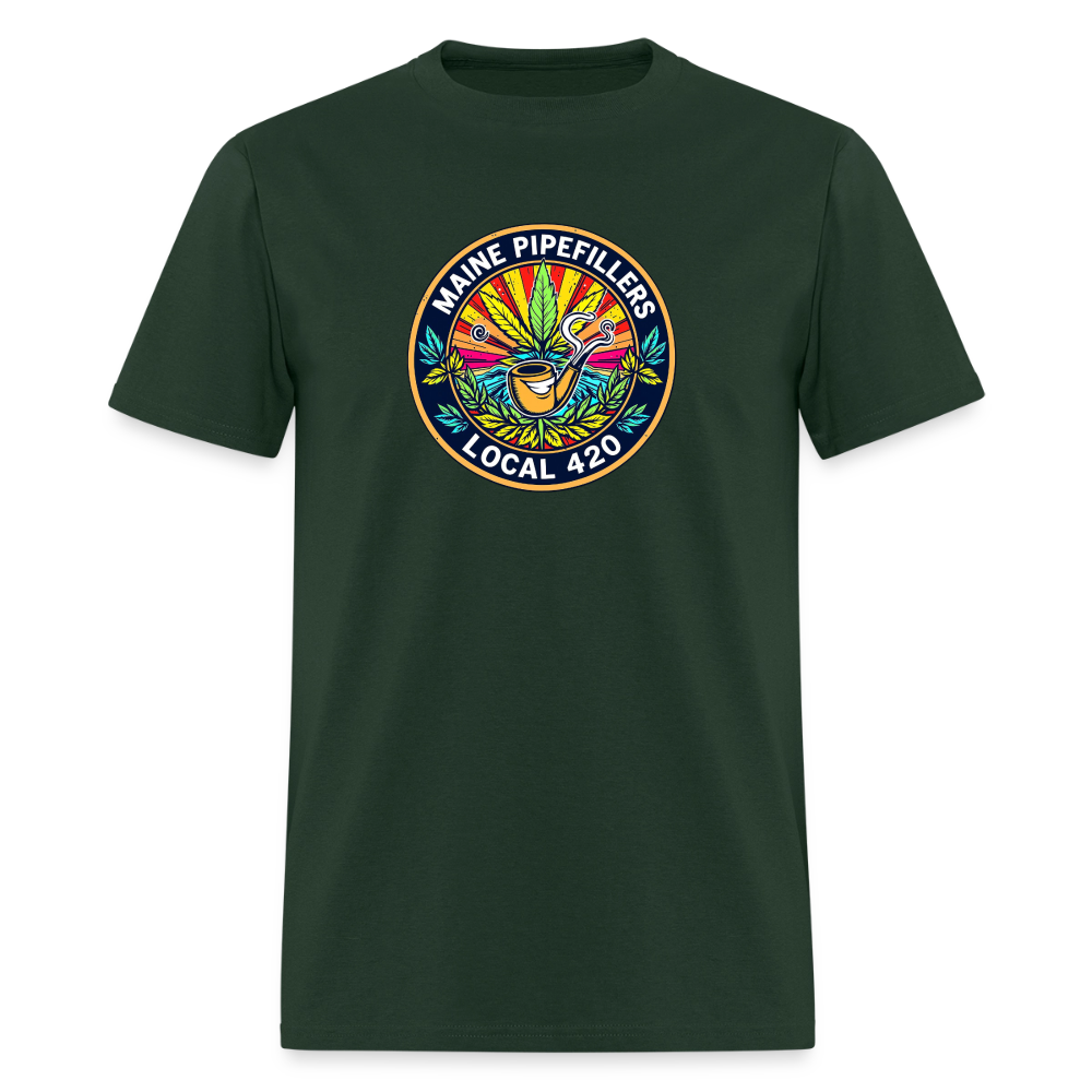 MAINE PIPEFILLERS LOCAL 420 2 EMBLEM Men's T-Shirt - forest green