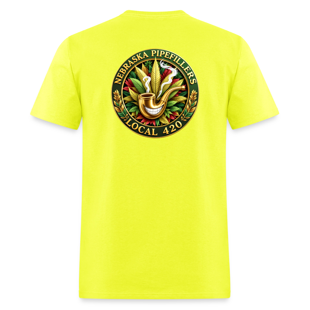 NEBRASKA PIPEFILLERS LOCAL 420 F/B DESIGNS Men's T-Shirt - safety green