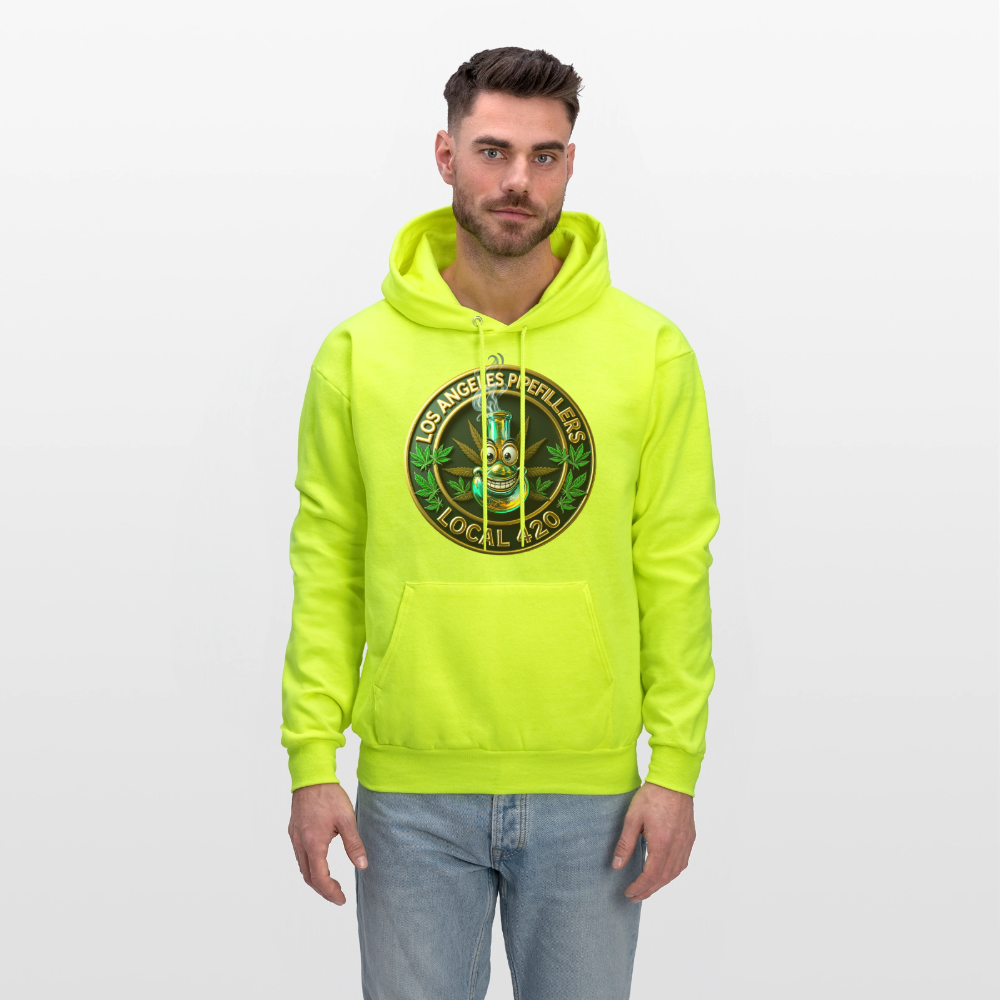 LOS ANGLES PIPEFILLERS LOCAL 420 Men's Hoodie - safety green
