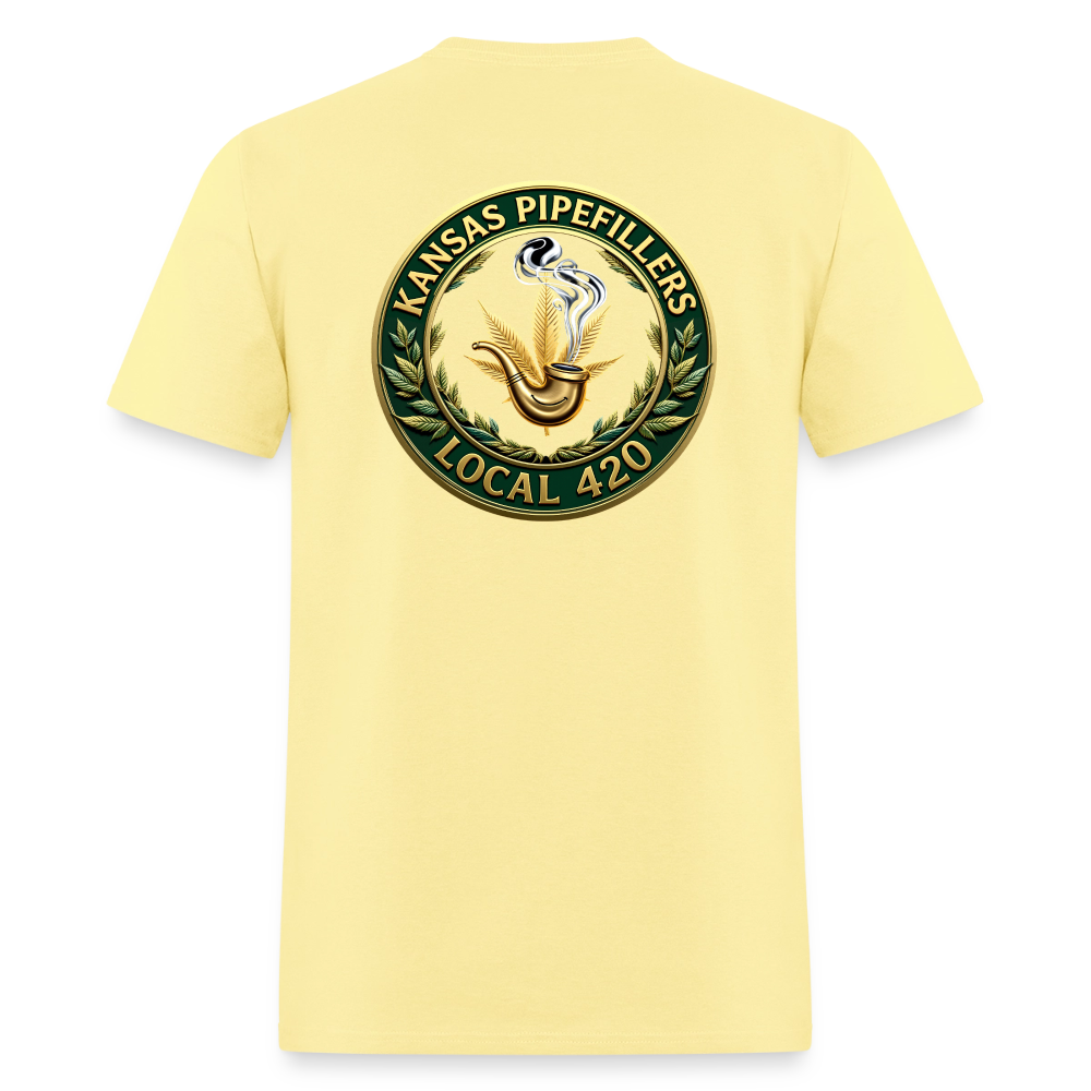 KANSAS PIPEFILLERS LOCAL 420 F/B DESIGNS Men's T-Shirt - cornsilk