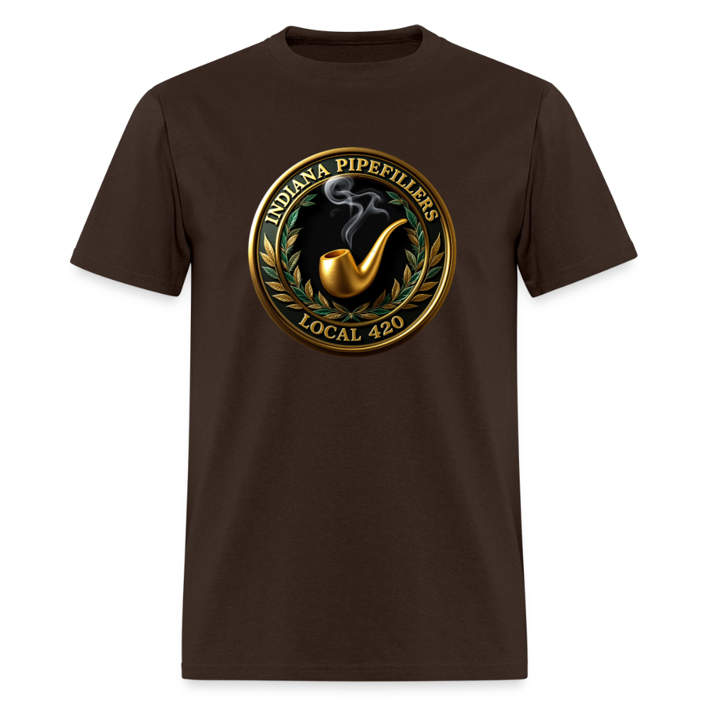 INDIANA PIPEFILLERS LOCAL 420 Men's T-Shirt - brown
