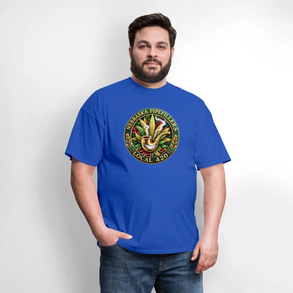 NEBRASKA PIPEFILLERS LOCAL 420 F/B DESIGNS Men's T-Shirt - royal blue