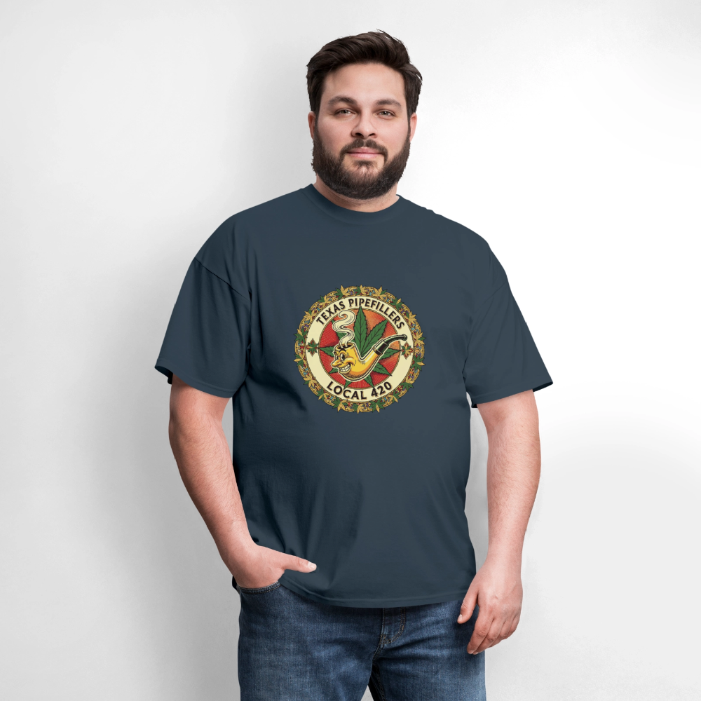 TEXAS PIPEFILLERS LOCAL 420 F/B DESIGN Men's T-Shirt -  blue dusk