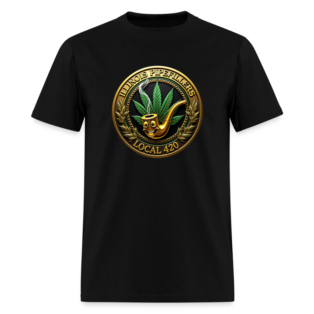 ILLINOIS PIPEFILLERS LOCAL 420 F/B EMBLEMS Men's T-Shirt - black