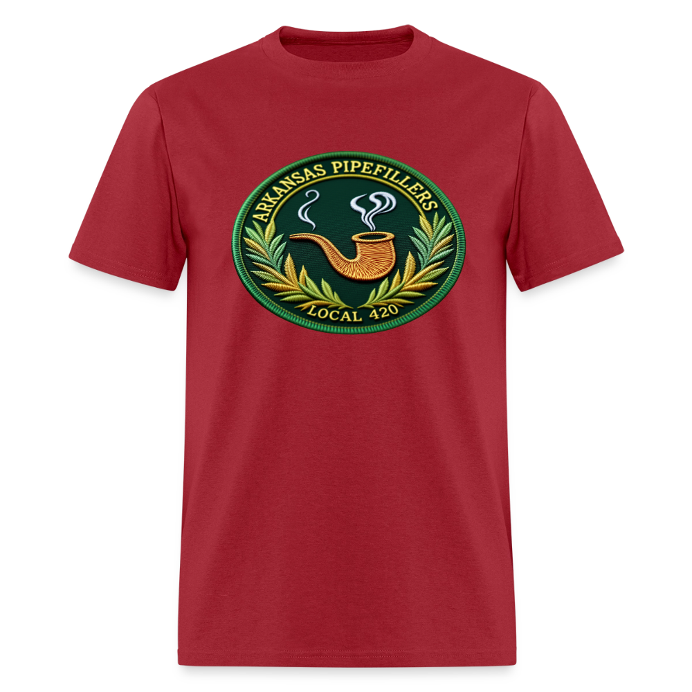 ARKANSAS PIPEFILLERS LOCAL 420 F/B EMBLEMS  Men's T-Shirt - true red
