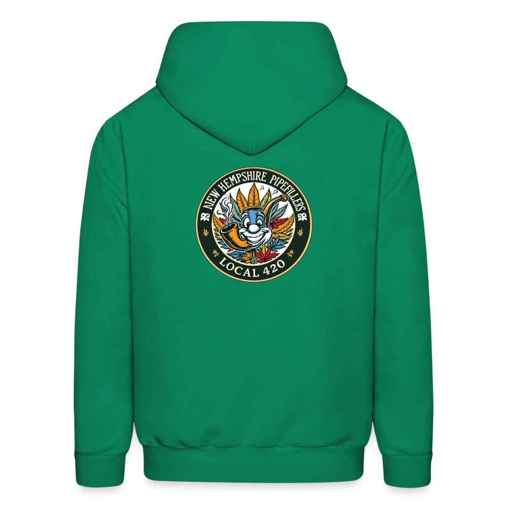 NEW HEMPSHIRE PIPEFILLERS LOCAL 420 2 EMBLEM Men's Hoodie - kelly green