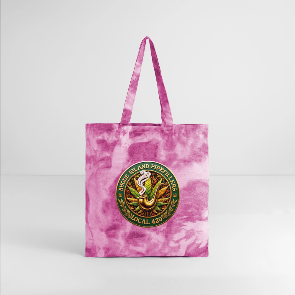 RHODE ISLAND PIPEFILLERS LOCAL 420 Tie Dye Tote Bag - pink lady