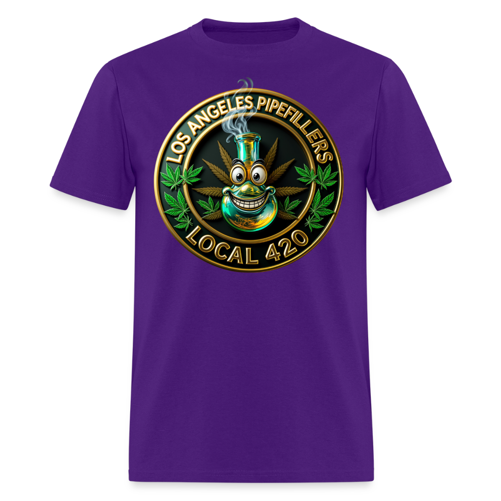 LOS ANGLES PIPEFILLERS LOCAL 420 2 EMBLEM Men's T-Shirt - purple