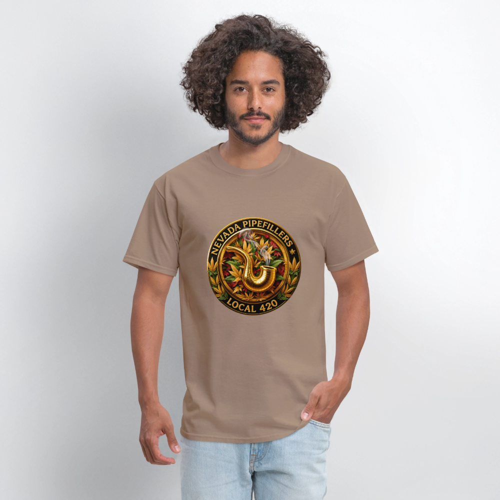NEVADA PIPEFILLERS LOCAL 420  Men's T-Shirt - safari