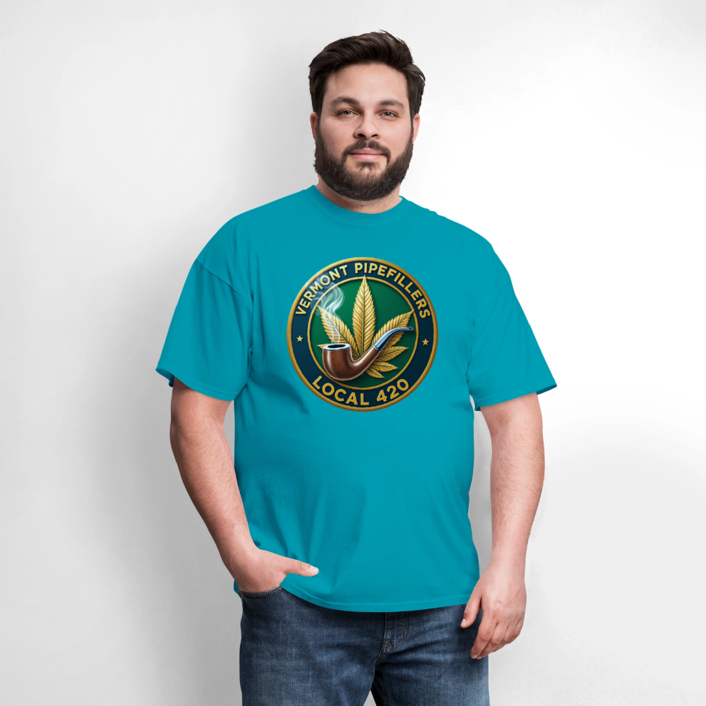 VERMONT PIPEFILLERS LOCAL 420 2 EMBLEM Men's T-Shirt - turquoise