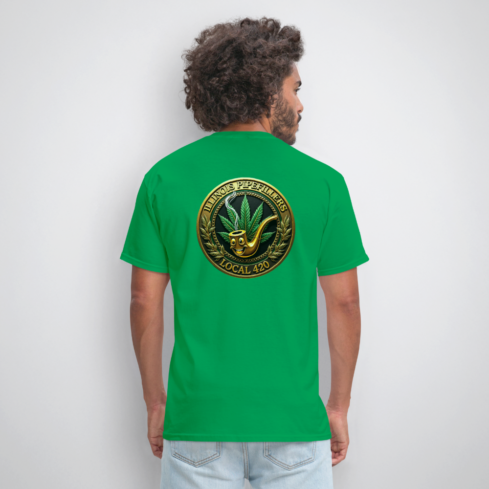 ILLINOIS PIPEFILLERS LOCAL 420 F/B DESIGN Men's T-Shirt - bright green