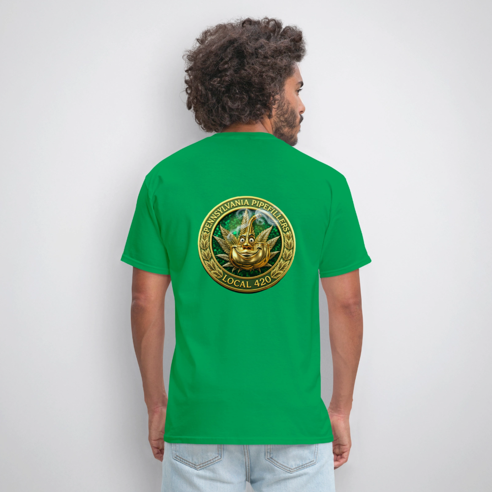 PENNSYLVANIA PIPEFILLERS LOCAL 420 F/B DESIGNS Men's T-Shirt - bright green