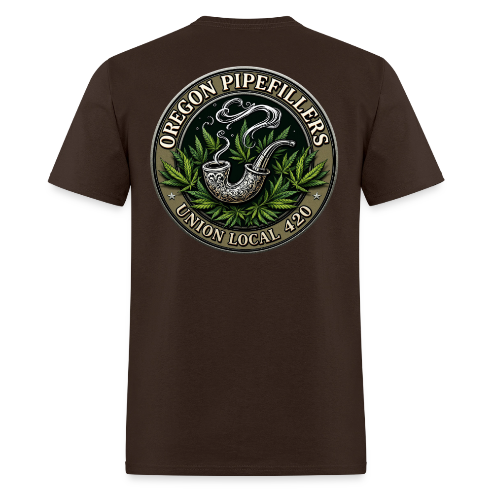 OREGON PIPEFILLERS LOCAL 420 2 EMBLEM Men's T-Shirt - brown