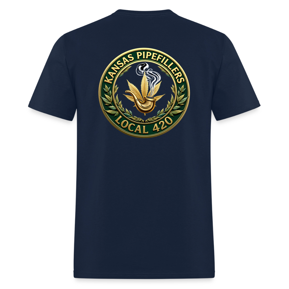 KANSAS PIPEFILLERS LOCAL 420 F/B DESIGNS Men's T-Shirt - navy