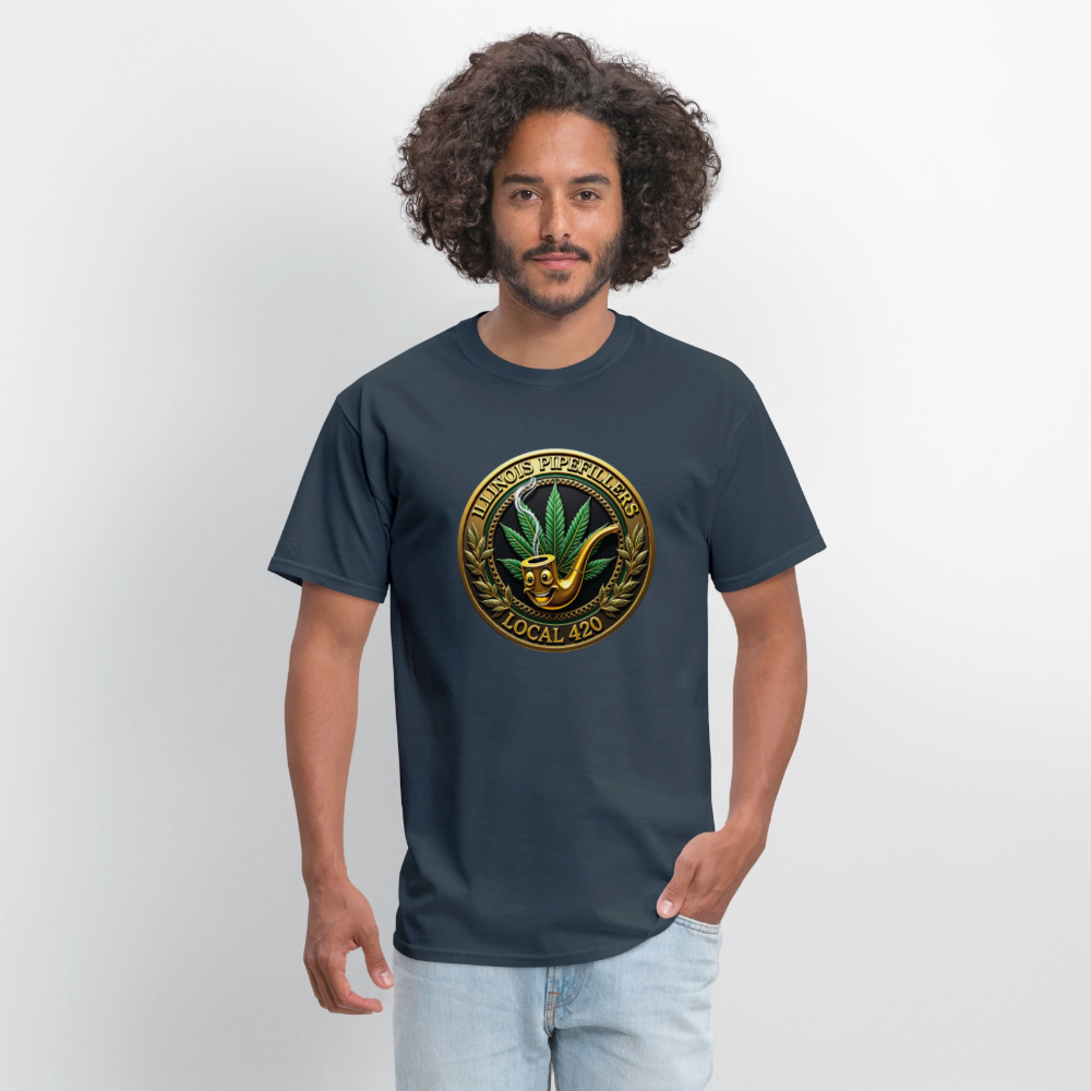 ILLINOIS PIPEFILLERS LOCAL 420 F/B EMBLEMS Men's T-Shirt -  blue dusk
