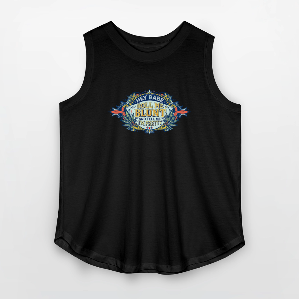 HEY BABE ROLL ME A BLUNT Women's Curvy Relaxed Tank Top - black