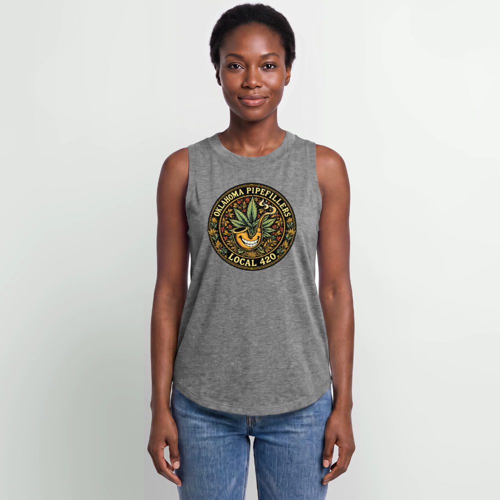 OKLAHOMA PIPEFILLERS LOCAL 420 Women's Relaxed Tank Top - granite heather 