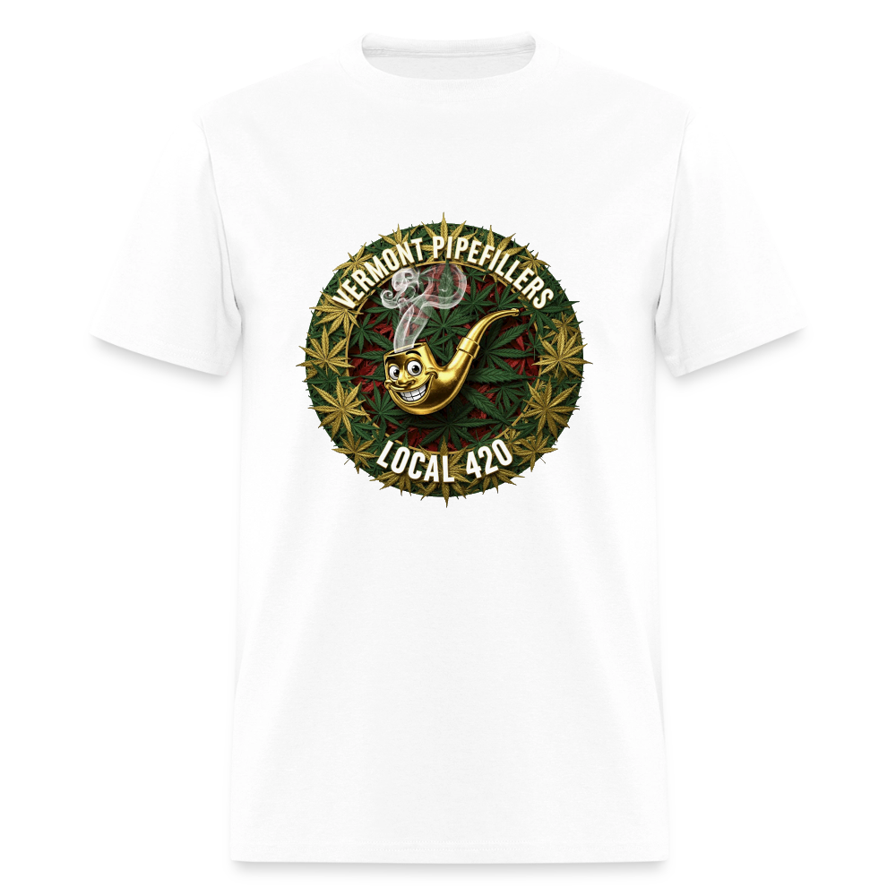 VERMONT PIPEFILLERS LOCAL 420  F/B DESIGN Men's T-Shirt - white