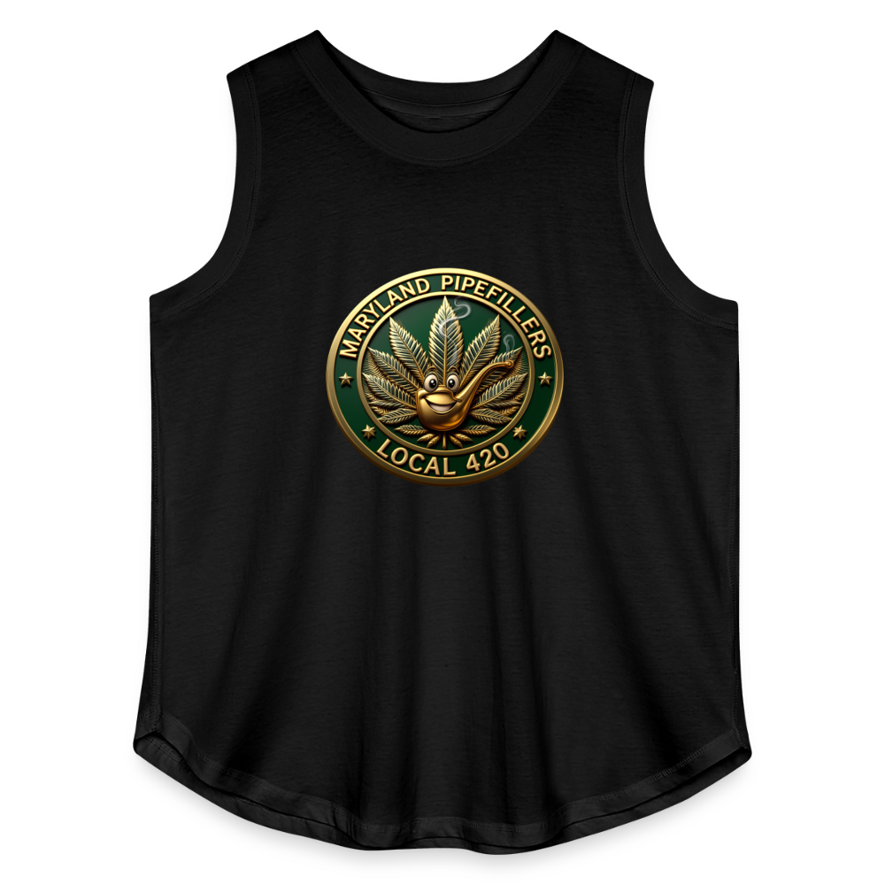 MARYLAND PIPEFILLERS LOCAL 420 Women's Curvy Relaxed Tank Top - black