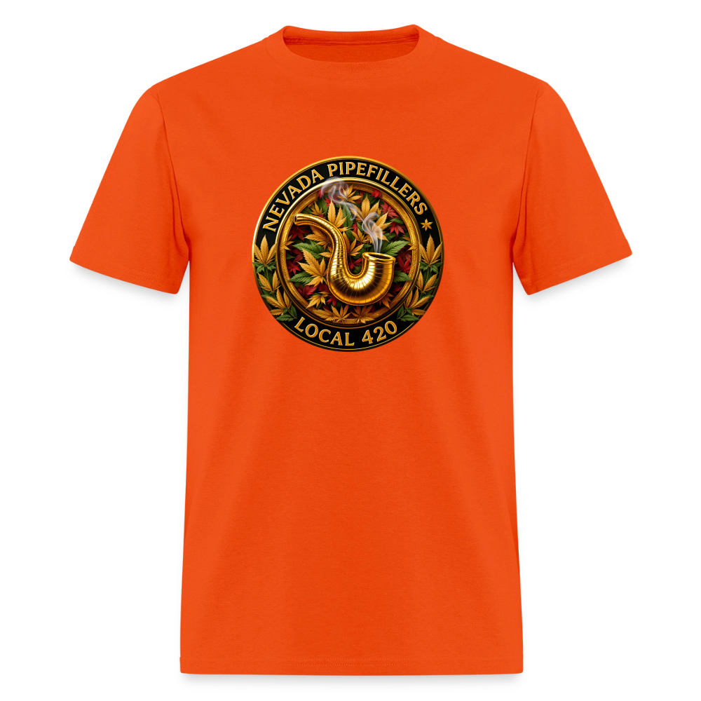 NEVADA PIPEFILLERS LOCAL 420 F/B DESIGN Men's T-Shirt - orange
