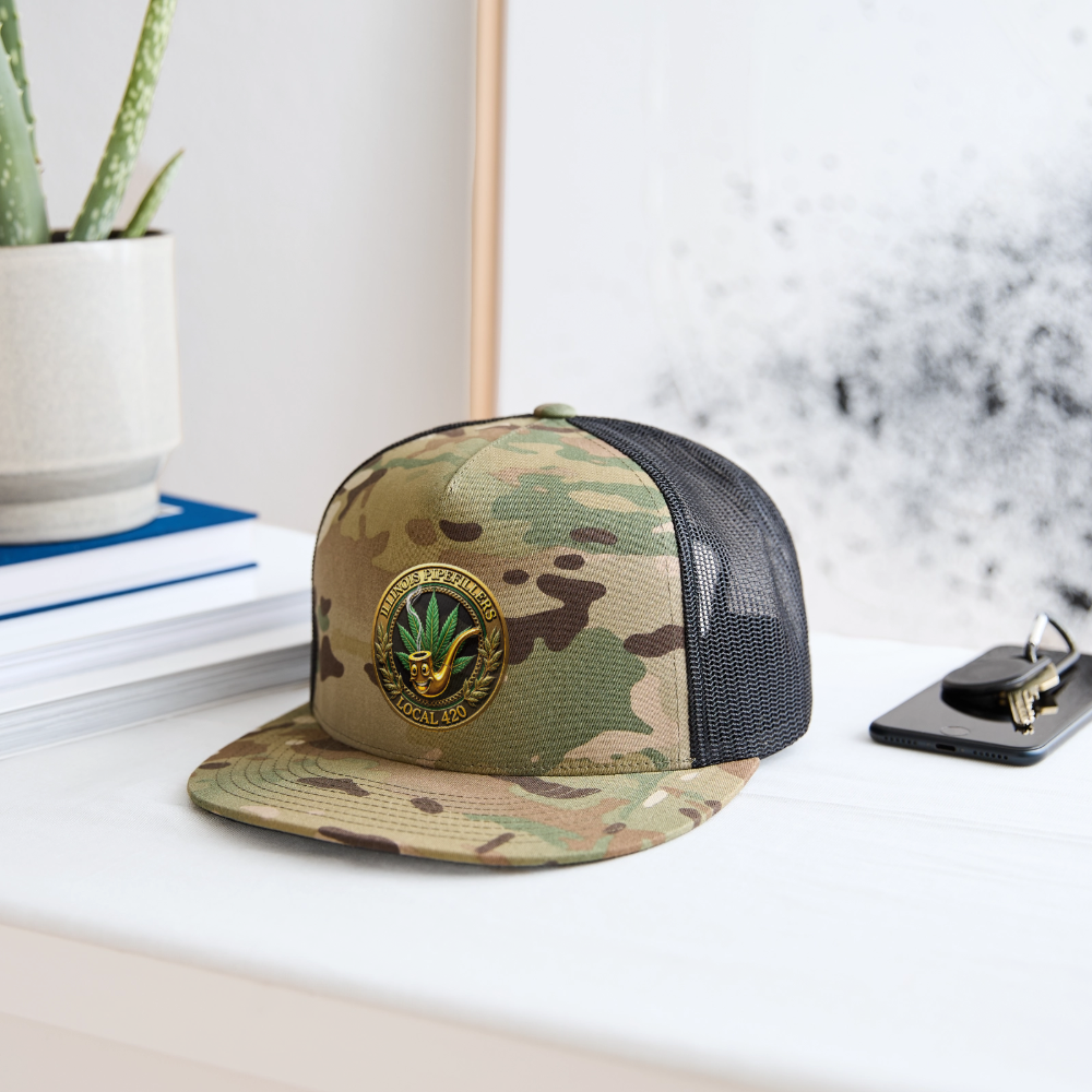 ILLINOIS PIPEFILLERS LOCAL 420 CAMO Trucker Hat - MultiCam\black