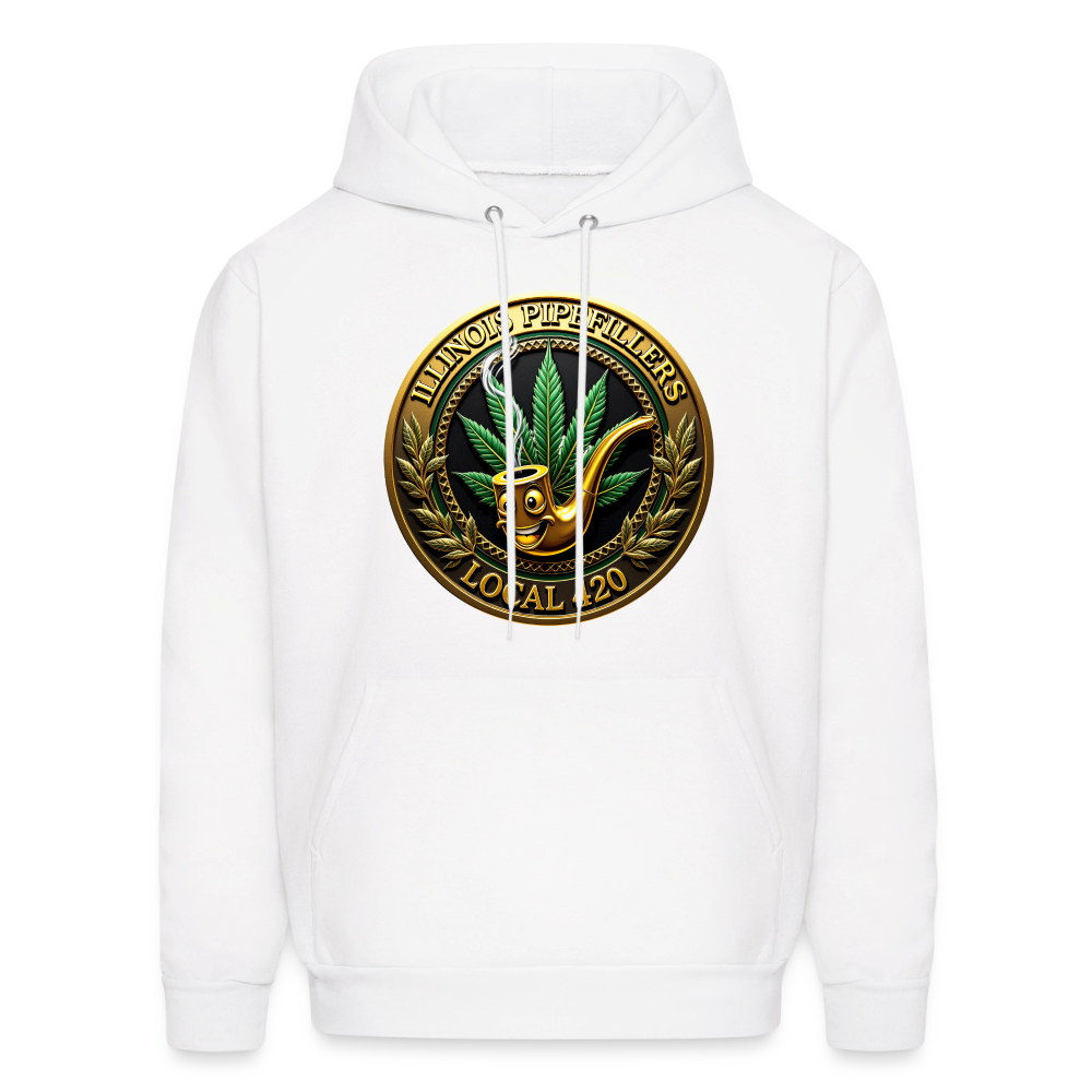 ILLINOIS PIPEFILLERS LOCAL 420 F/B EMBLEMS Men's Hoodie - white