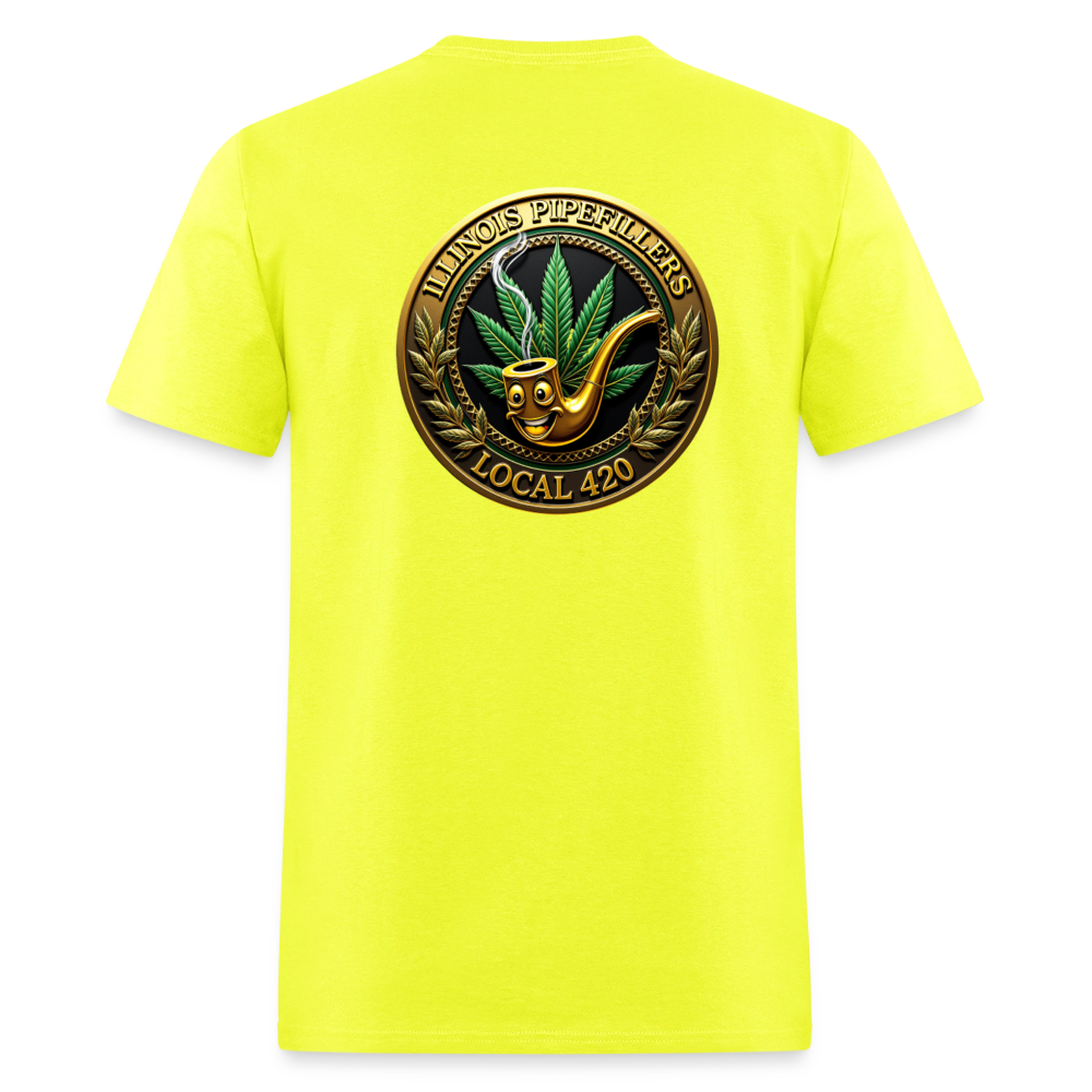 ILLINOIS PIPEFILLERS LOCAL 420 F/B EMBLEMS Men's T-Shirt - safety green