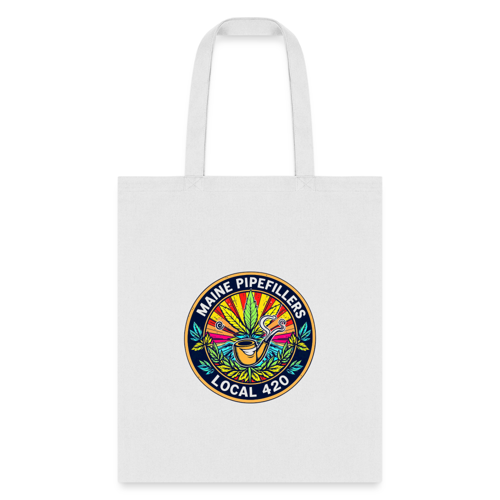 MAINE PIPEFILLERS LOCAL 420 Tote Bag - white