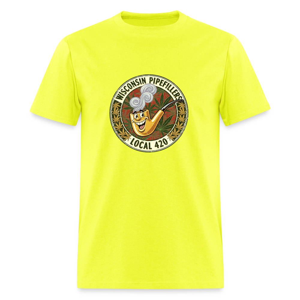 WISCONSIN PIPEFILLERS LOCL 420 F/B DESIGN Men's T-Shirt - safety green