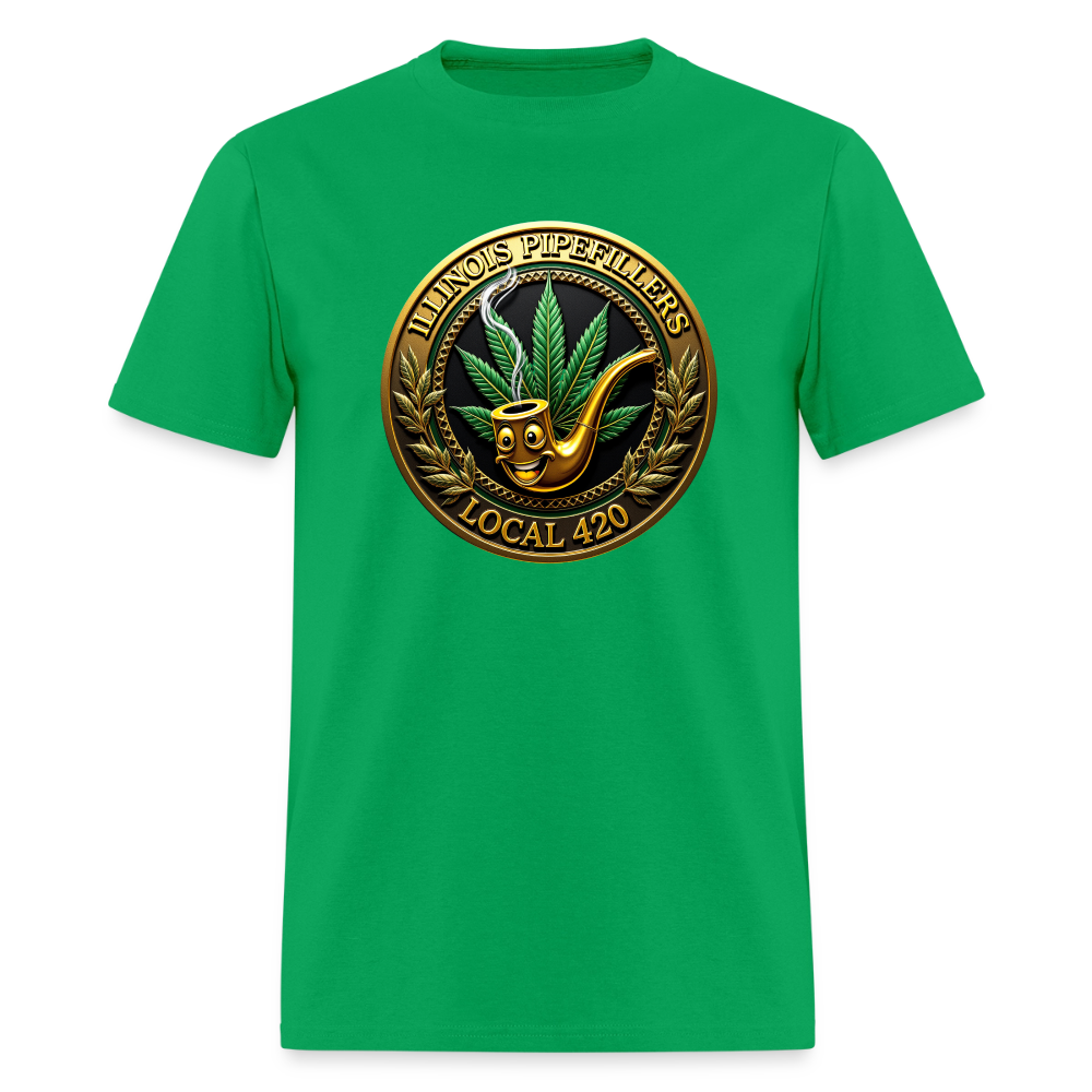 ILLINOIS PIPEFILLERS LOCAL 420 F/B DESIGN Men's T-Shirt - bright green