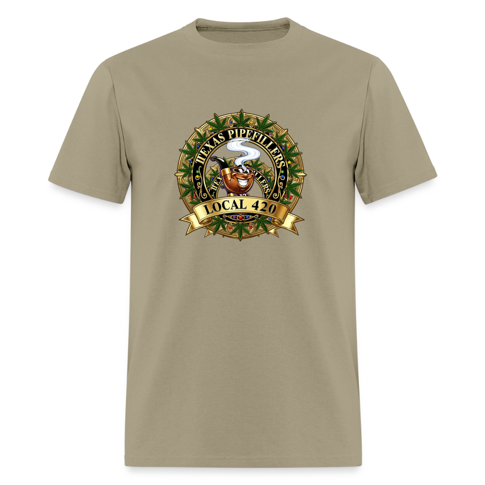 TEXAS PIPEFILLERS LOCAL 420 F/B DESIGN Men's T-Shirt - khaki