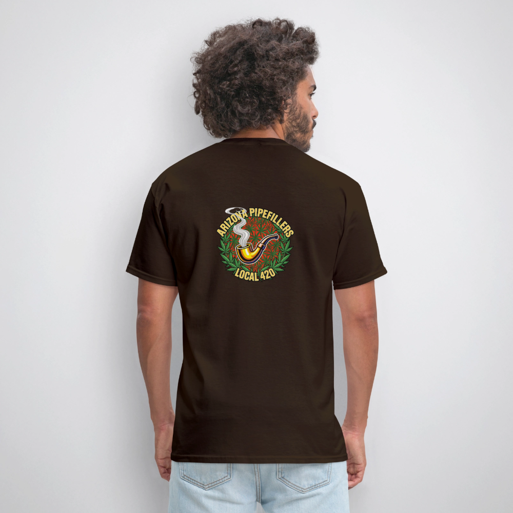 ARIZONA PIPEFILLERS LOCAL 420  F/B DESIGN Men's T-Shirt - brown