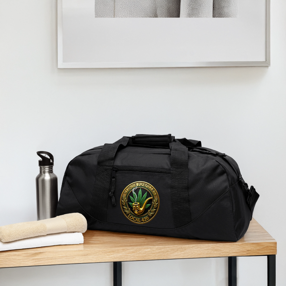 IOWA PIPEFILLERS LOCAL 420 TWO DESIGNS  Duffel Bag - black