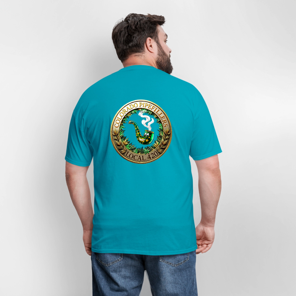 COLORADO PIPEFILLERS LOCAL 420 F/B EMBLEMS Men's T-Shirt - turquoise