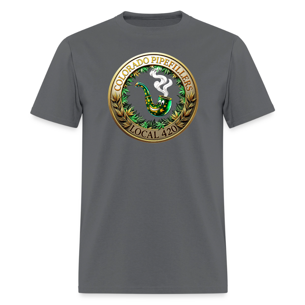 COLORADO PIPEFILLERS LOCAL 420 F/B EMBLEMS Men's T-Shirt - charcoal