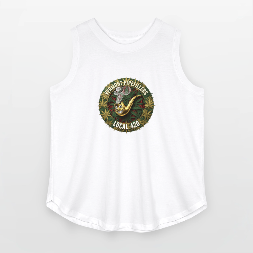 VERMONT PIPEFILLERS LOCAL 420 Women's Curvy Relaxed Tank Top - white