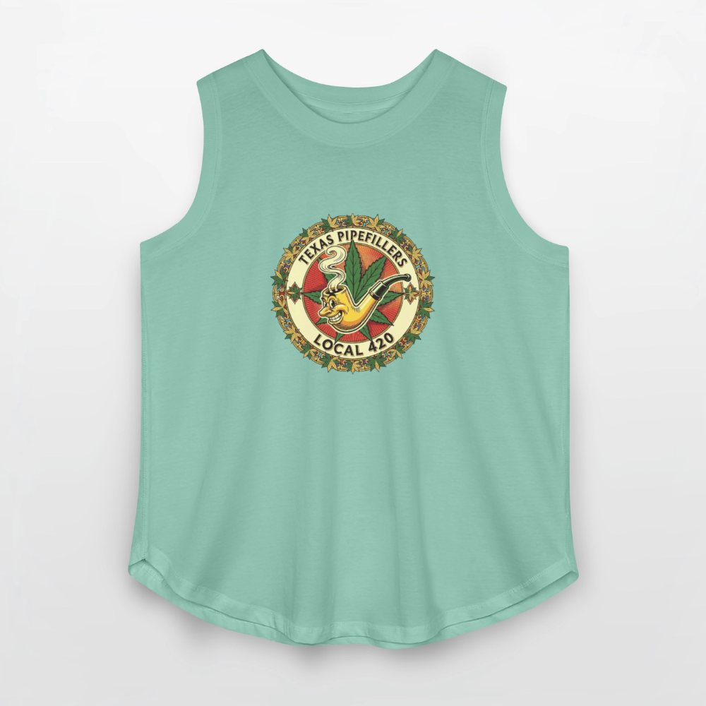 TEXAS PIPEFILLERS LOCAL 420 F/B DESIGN Women's Curvy Relaxed Tank Top - saltwater