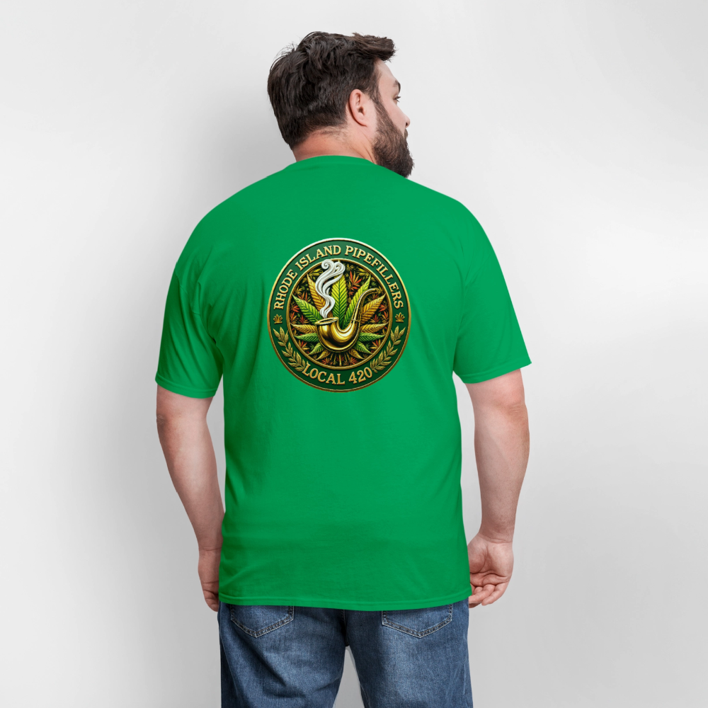 RHODE ISLAND PIPEFILLERS LOCAL 420 F/B DESIGNS Men's T-Shirt - bright green