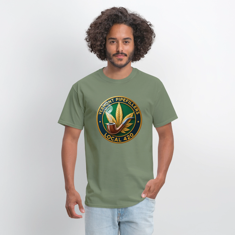 VERMONT PIPEFILLERS LOCAL 420 2 EMBLEM Men's T-Shirt - military green