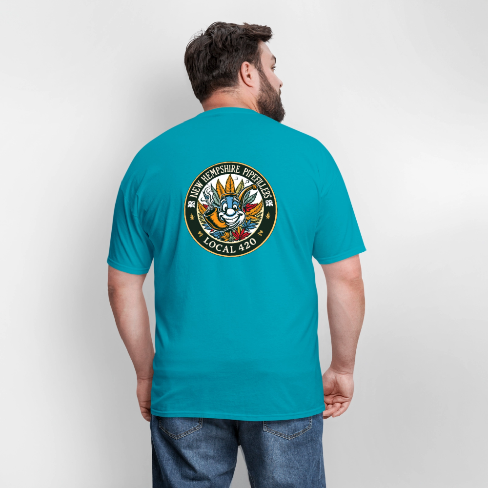 NEW HEMPSHIRE PIPEFILLERS LOCAL 420 2 EMBLEM Men's T-Shirt - turquoise