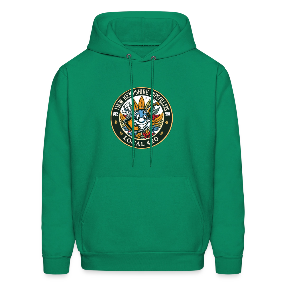NEW HEMPSHIRE PIPEFILLERS LOCAL 420 2 EMBLEM Men's Hoodie - kelly green