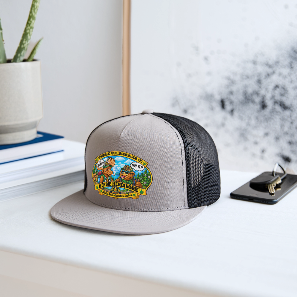 HERBIVE HERBIVORE HI BUDDY NEW ENGLAND PIPEFILLERS UNION LOCAL 420 Trucker Cap - gray/black