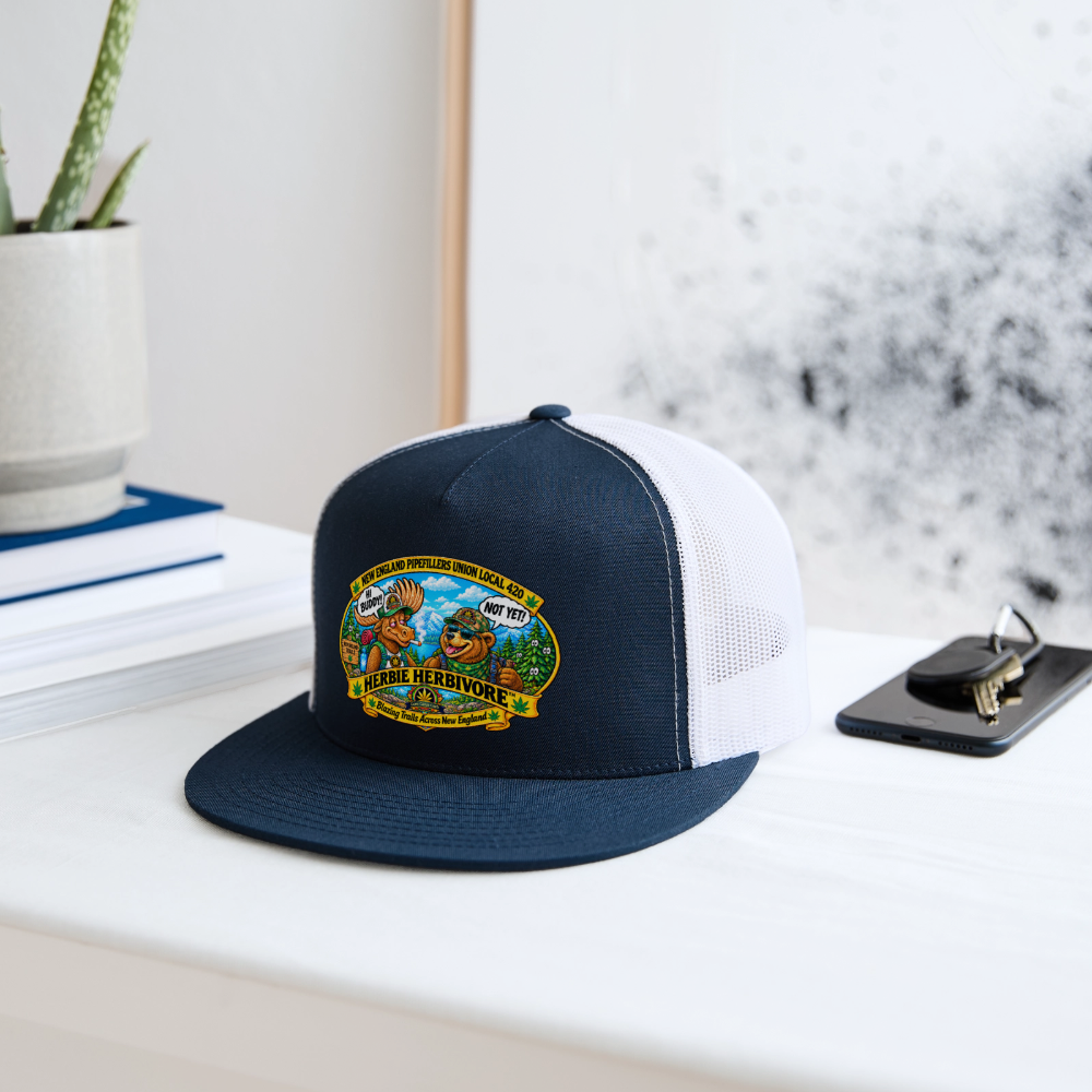 HERBIVE HERBIVORE HI BUDDY NEW ENGLAND PIPEFILLERS UNION LOCAL 420 Trucker Cap - navy/white