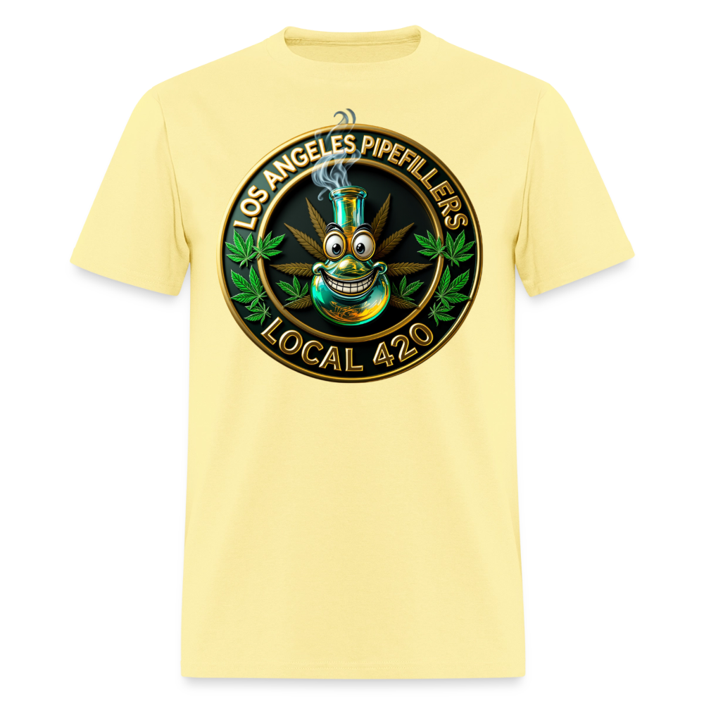 LOS ANGLES PIPEFILLERS LOCAL 420 2 EMBLEM Men's T-Shirt - cornsilk