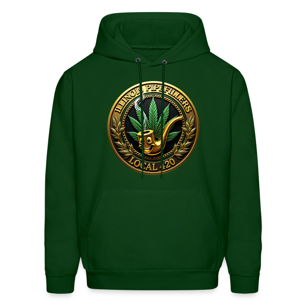 ILLINOIS PIPEFILLERS LOCAL 420 F/B EMBLEMS Men's Hoodie - forest green