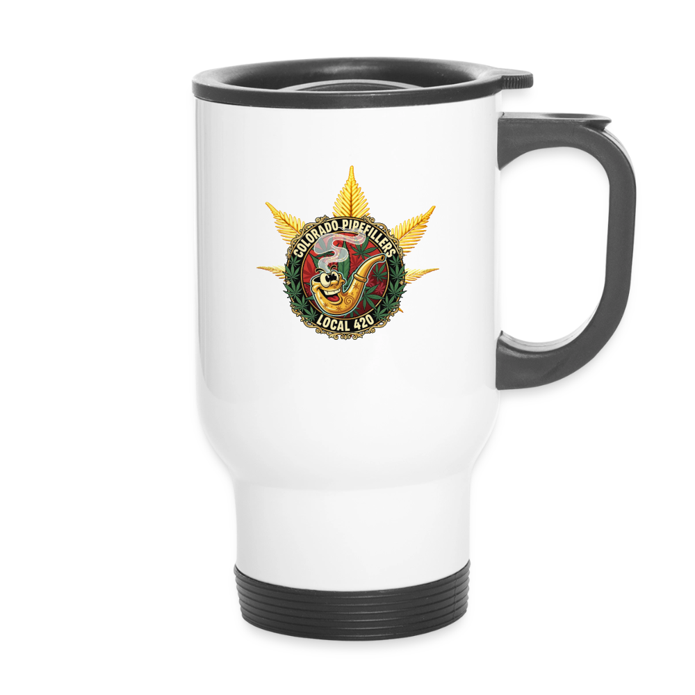 COLORADO PIPEFILLERS LOCAL 420 14oz Stainless Steel Travel Mug - white