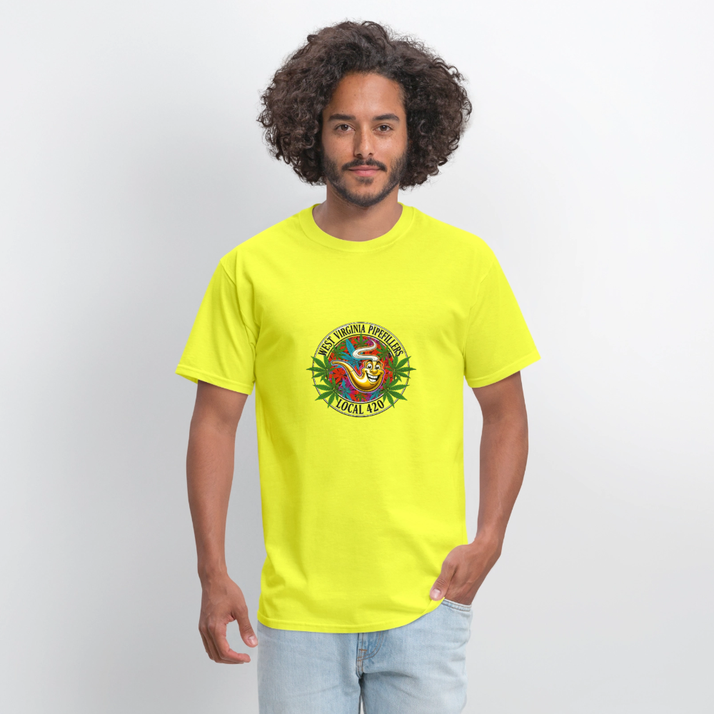 WEST VIRGINIA PIPEFILLERS LOCAL 420 F/B DESIGN Men's T-Shirt - safety green